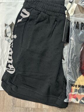 Men's Black Cargo Shorts with Side Graphic